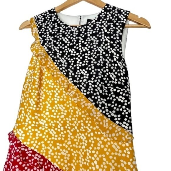 NWT SALONI Agnes Colorblock Midi Silk Dress Women Size 10 - Picture 4 of 13